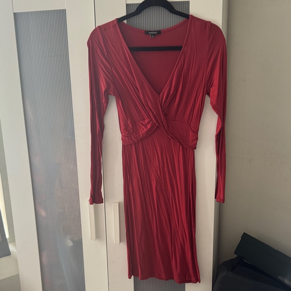 Ambiance Deep Red Long Sleeve Dress